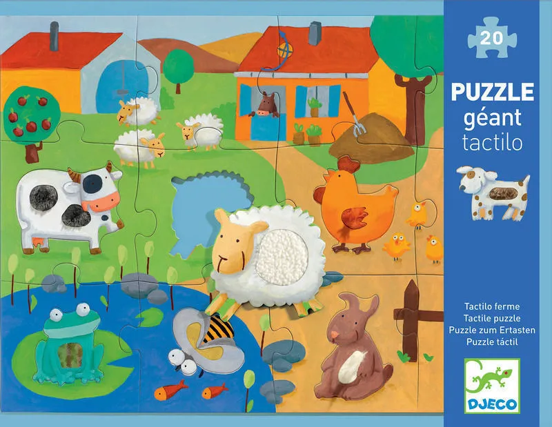 Djeco - Puzzle Giant 20pcs - Tactile Farm