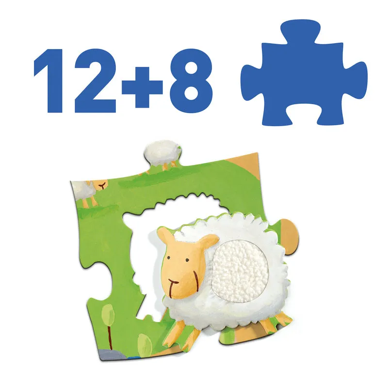 Djeco - Puzzle Giant 20pcs - Tactile Farm