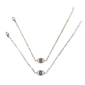 Evil Eye Paper Clip Bracelet