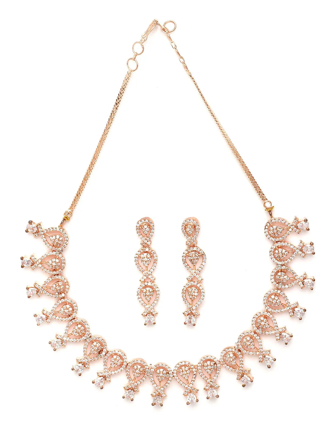 Gold-Plated Cubic Zirconia Stone-Studded Jewellery Set