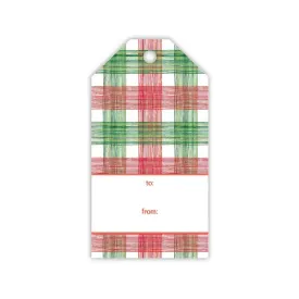 Handpainted Red and Green Plaid Gift Tag