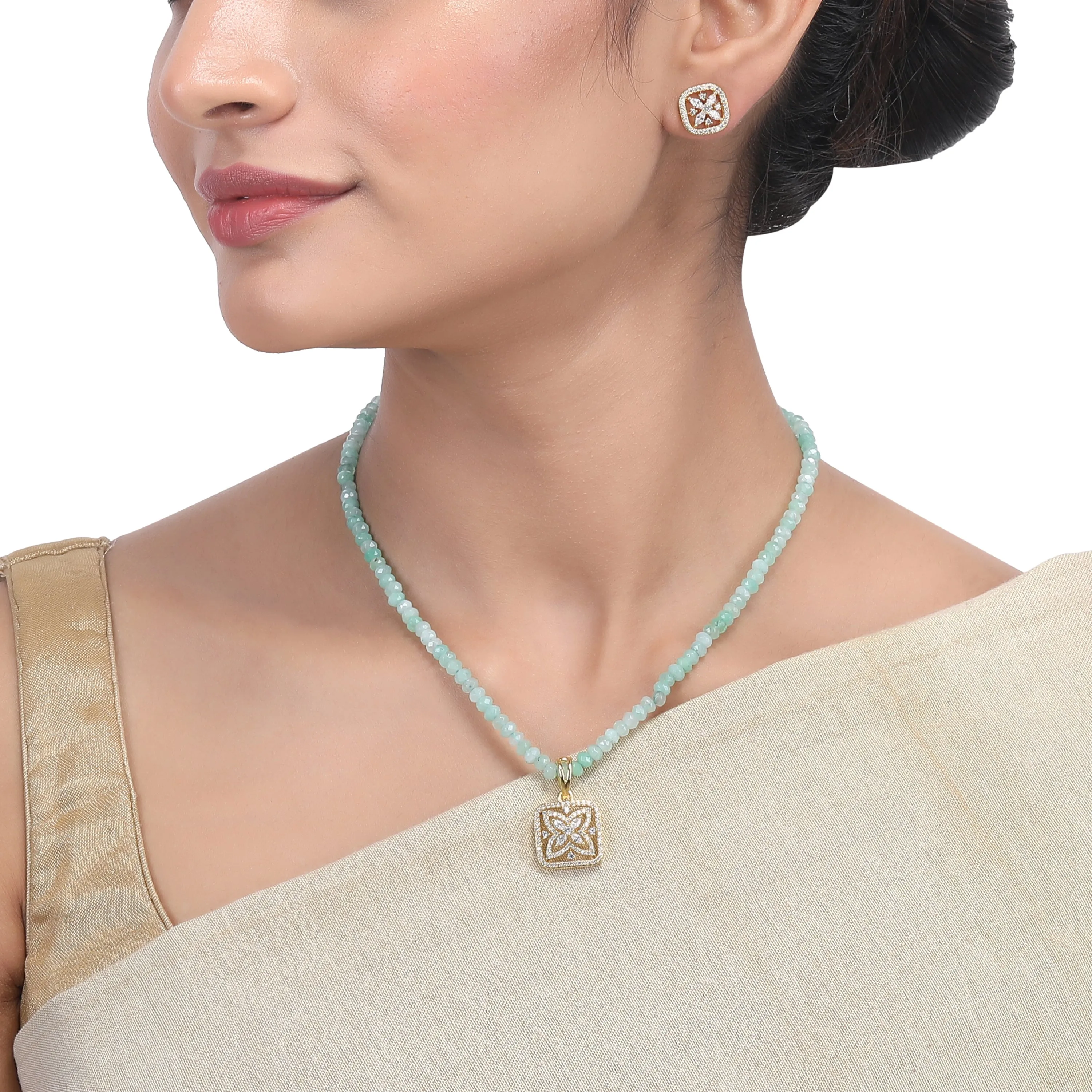 Karuna Wamiya Zircon  Pendant  Set