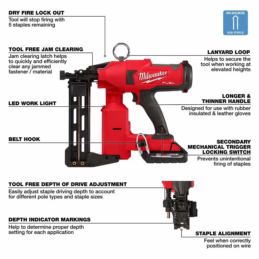 Milwaukee 2843-22 M18 Fuel Utility Fencing Stapler Kit