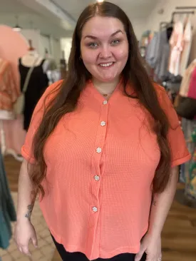 Morgan Rose Button Waffle Top