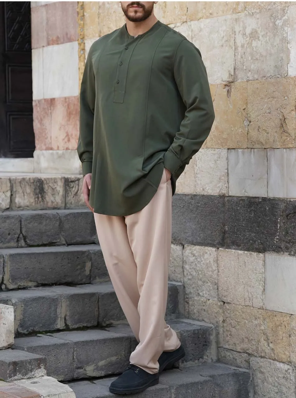 Notched Button Placket Top