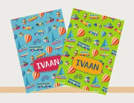 Personalised Notebooks - Transportations, Set of 2