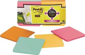 Post-It Full Adhesive Notes 3 Inch  X 3 Inch  Assorted Farmers Market Colors 12 Per Pack