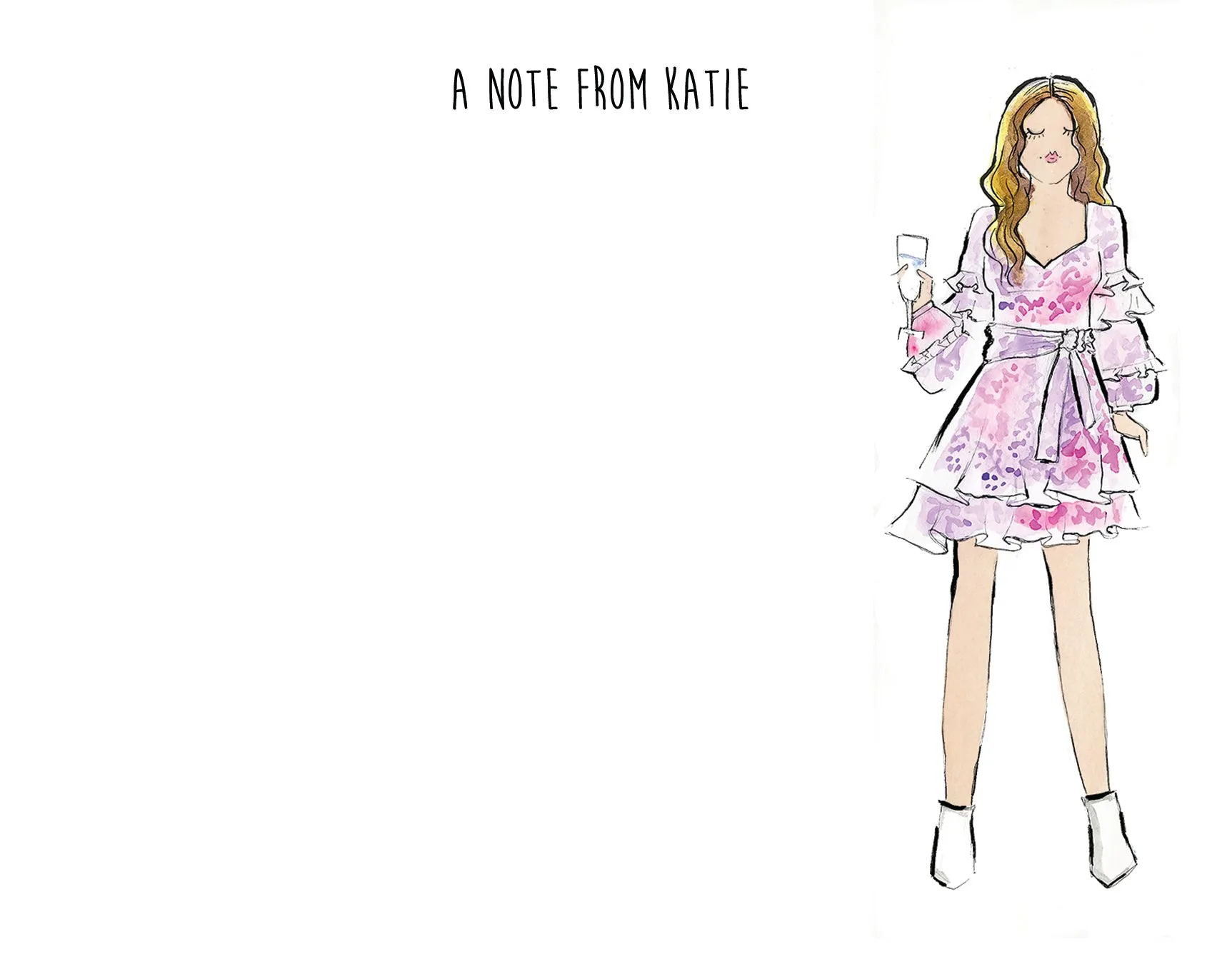 Ruffled Dress Fashion Girl Personalized Stationery