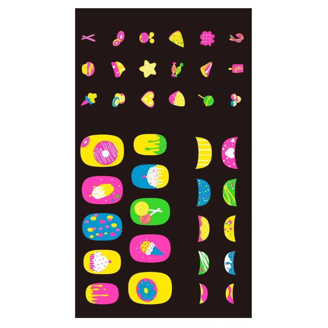 Small Nail Stickers - Cookie - Fluorescence (38 pcs)