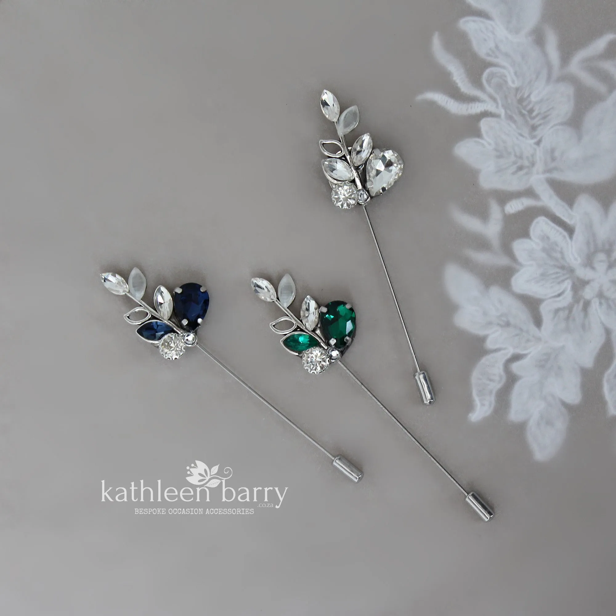 Stephan Rhinestone boutonniere - Lapel pin - suit brooch (sold individually) Groom, groomsmen, Prom