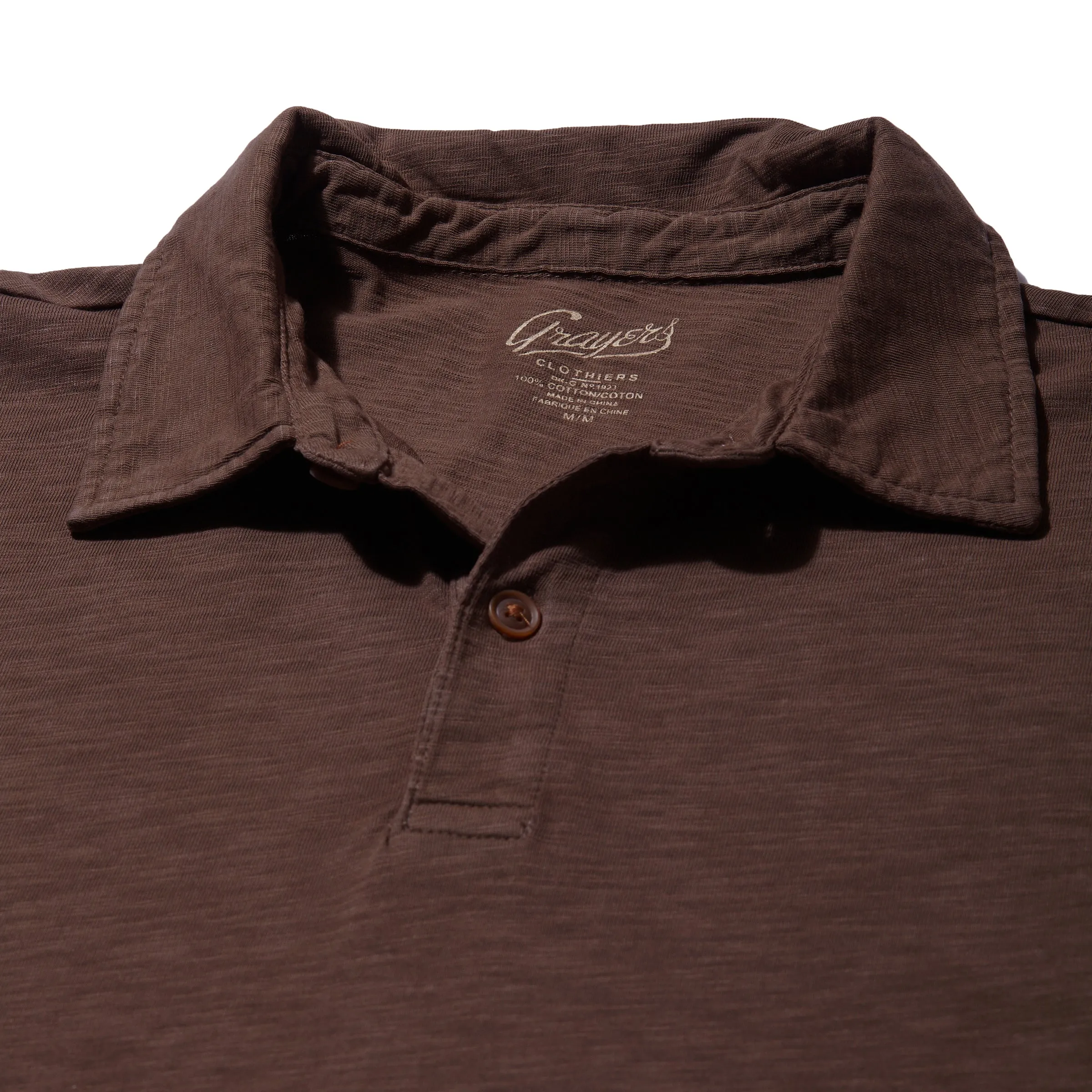 Sunwashed 2 Button Polo - Dark Earth