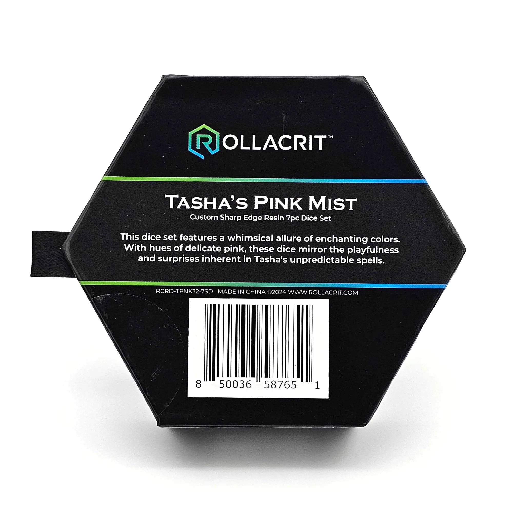 Tasha's Pink Mist Custom Sharp Edge Resin 7pc Dice Set