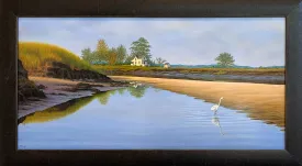 Tide Pool Egret - Realist Painting by Robert Cyr