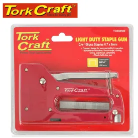TORK CRAFT STAPLE GUN 21G 6 - 8MM L/DUTY JT21 WITH 100PC 0.7MMX8MM TCSG0500