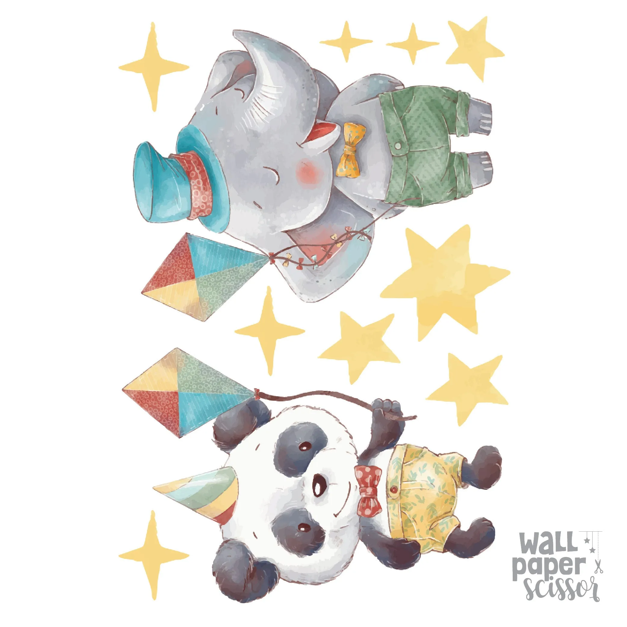 Watercolour Party Animal Wall Stickers
