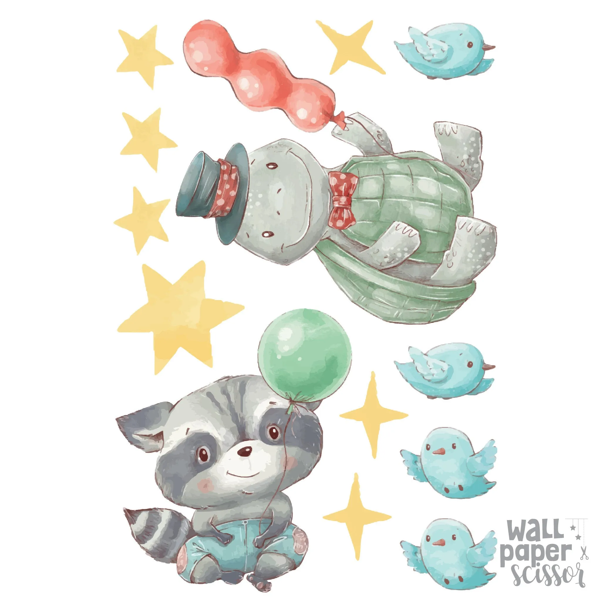 Watercolour Party Animal Wall Stickers