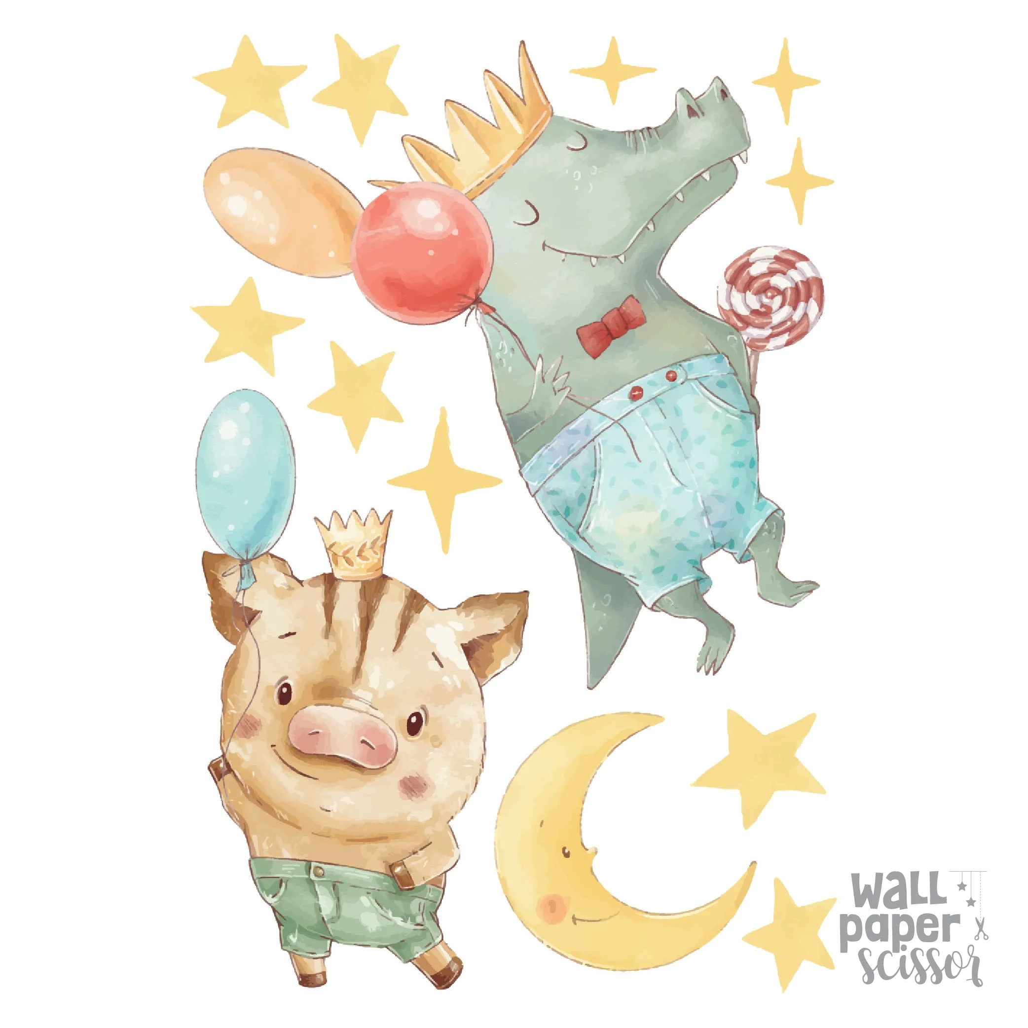 Watercolour Party Animal Wall Stickers