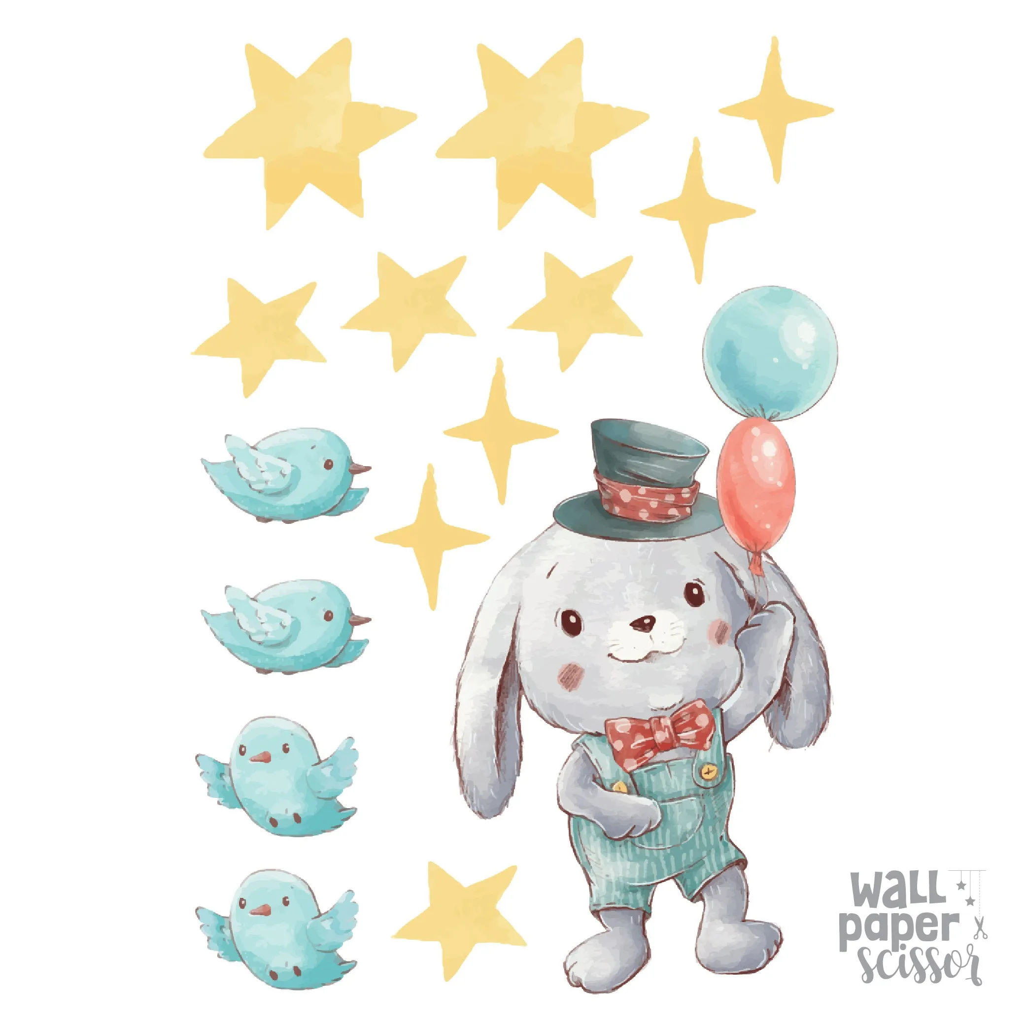 Watercolour Party Animal Wall Stickers