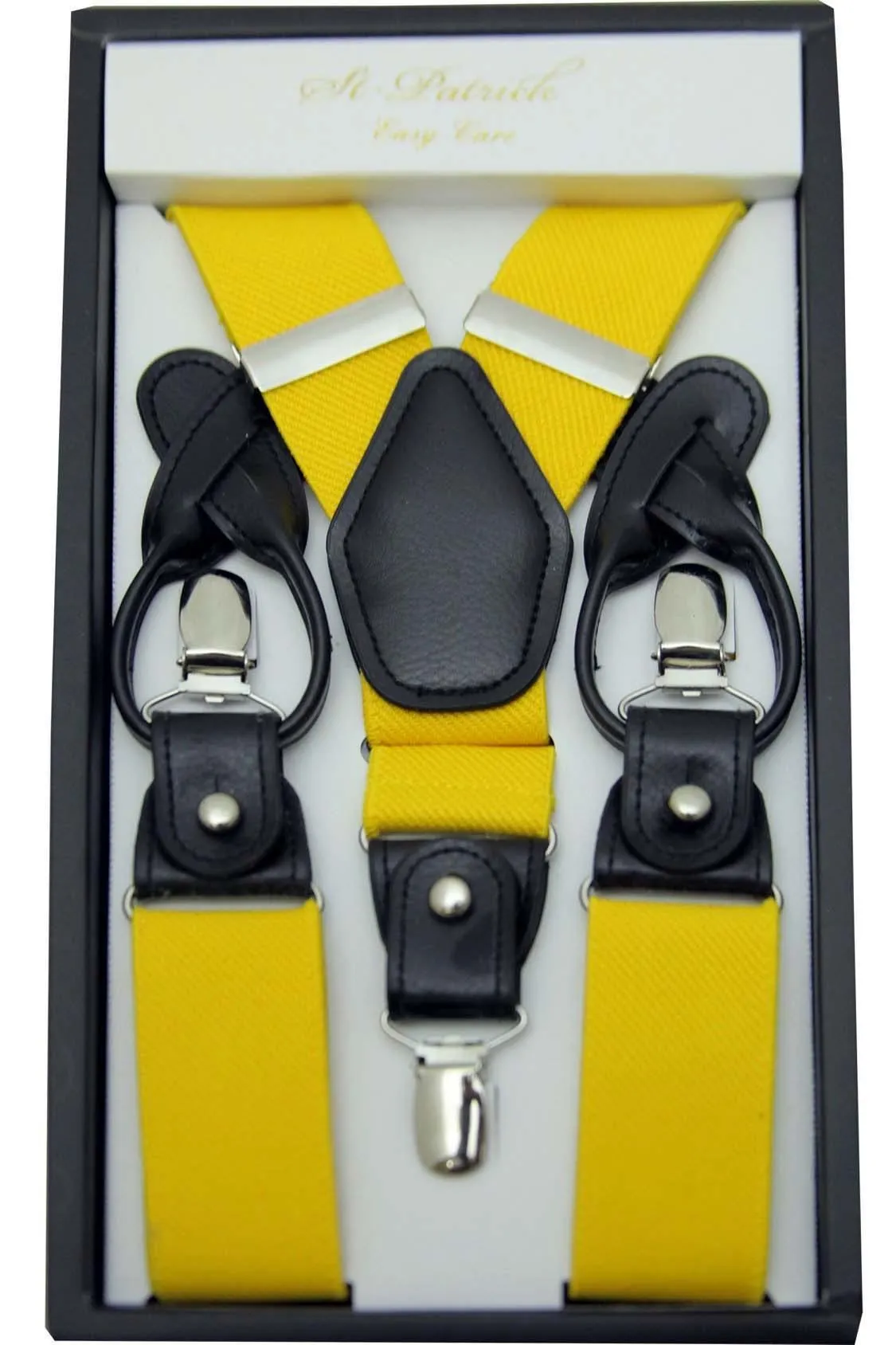 Yellow Convertible Suspender Clip & Button